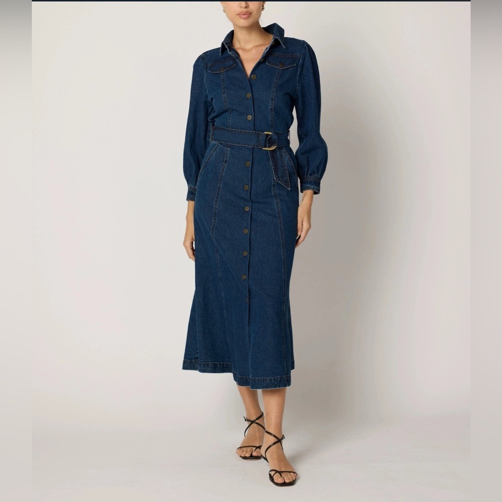 100% cotton denim. Cleobella Naya denim dress  NWT X-Small Certified GOTS